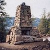 stacked stone fireplace