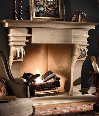 faux stone fireplace