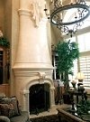 faux stone fireplace