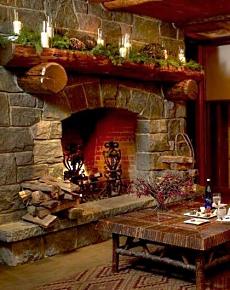 stone fireplace