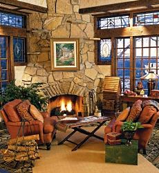 stone fireplace