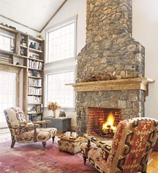 stone masonry fireplace