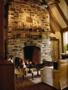 stone masonry fireplace