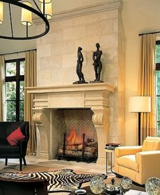 stone masonry fireplace