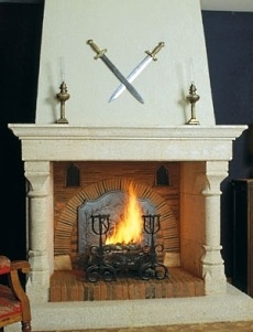 stone masonry fireplace