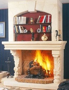 stone masonry fireplace