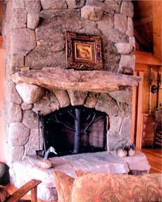 stone masonry fireplace