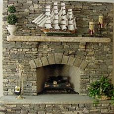 stone masonry fireplace