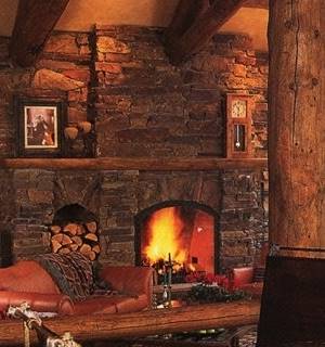 stone or rock fireplace