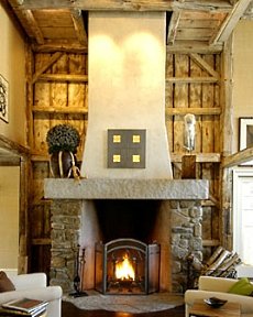 stone or rock fireplace