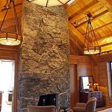 stone or rock fireplace