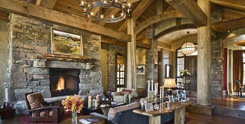stone or rock fireplace