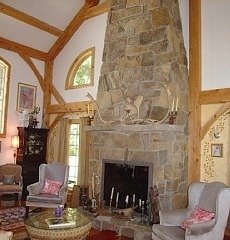 stone or rock fireplace