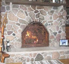 stone or rock fireplace