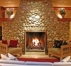 stone or rock fireplace