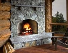 stone or rock fireplace