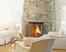 stone or rock fireplace