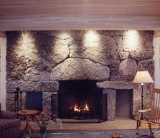 stone or rock fireplace