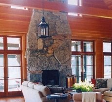 stone or rock fireplace