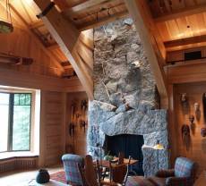 stone or rock fireplace