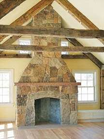 stone or rock fireplace