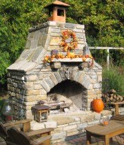 outdoor stone fireplace design