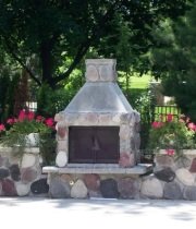 outdoor stone fireplace design