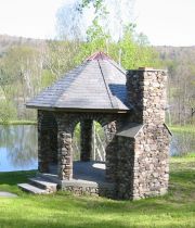 outdoor stone fireplace design