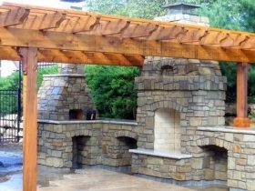 outdoor stone fireplace design