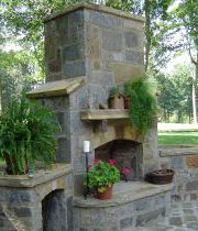 outdoor stone fireplace design