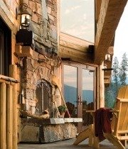 outdoor stone fireplace design