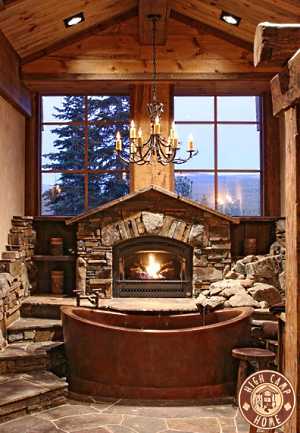 stone surround fireplace with built ins