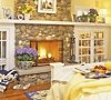 stone surround fireplace with built ins