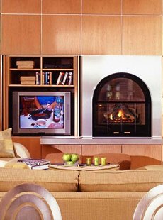 tv alcoves by fireplace