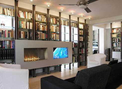 tv alcoves by fireplace