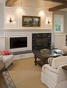 tv alcoves by fireplace