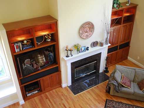 tv alcoves by fireplace