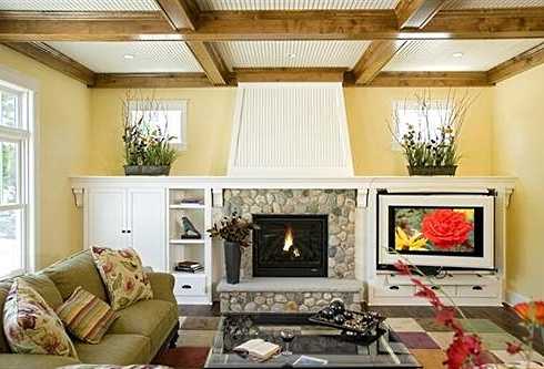 tv alcoves by fireplace