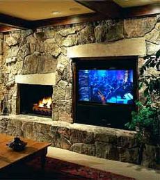 tv alcoves by fireplace